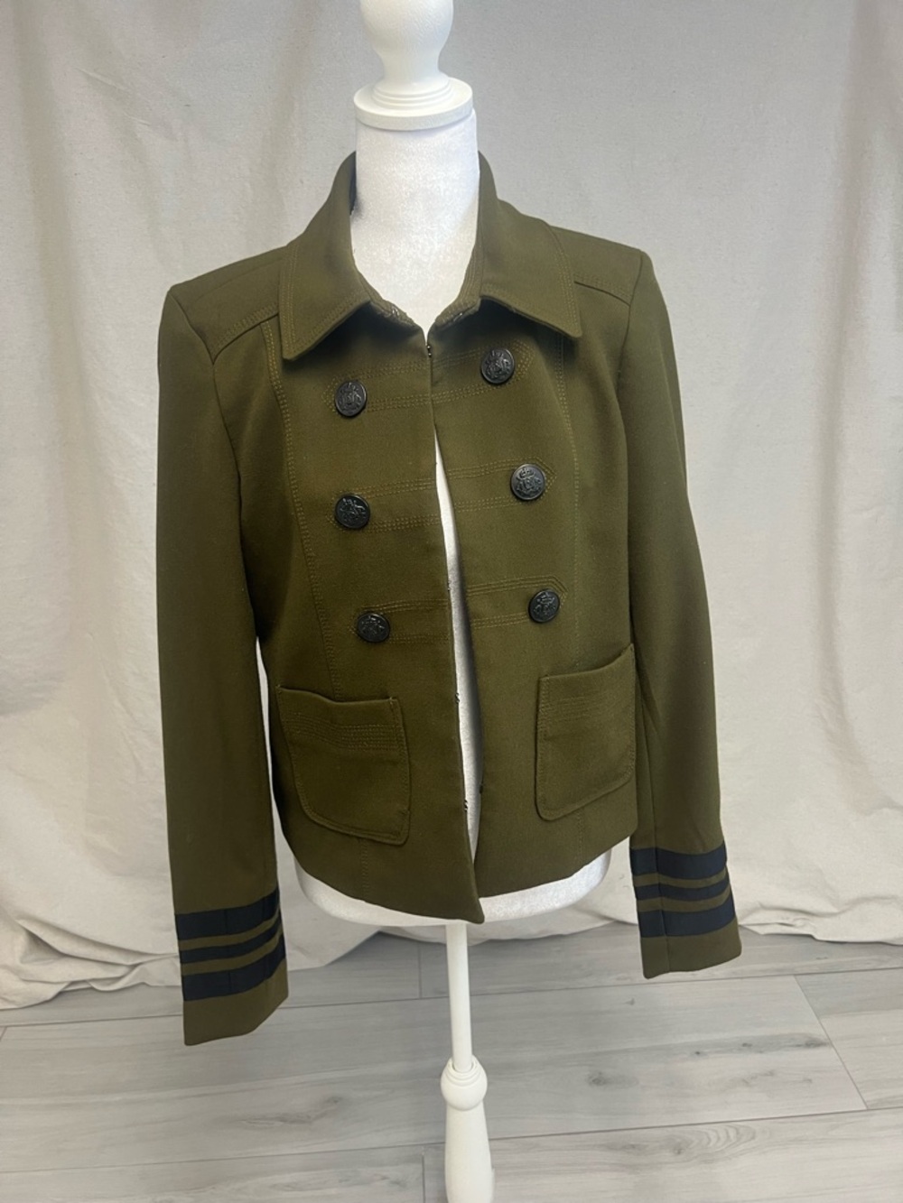 LOFT‎ Olive Green Military Academia Coat Blazer Sz 6 Tailored Vintage Festival